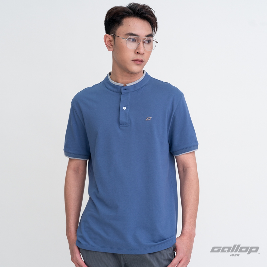 GALLOP : Piqué Mandarin Collar Polo Shirt เสื้อคอแมนดาริน ผ้าปิเก้ รุ่น GP9065 สี Light Purple - ม่วง / ราคาปกติ 1490.-