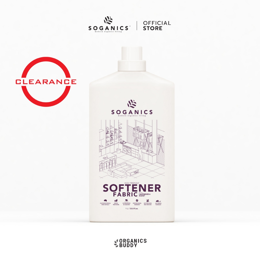 [Clearance/สินค้าตกค้างสต็อกจำนวนจำกัด] SOGANICS Fabric Softener น้ำยาปรับผ้านุ่ม โซแกนิคส์ กลิ่นหอมละมุน ผ้ารีดง่าย