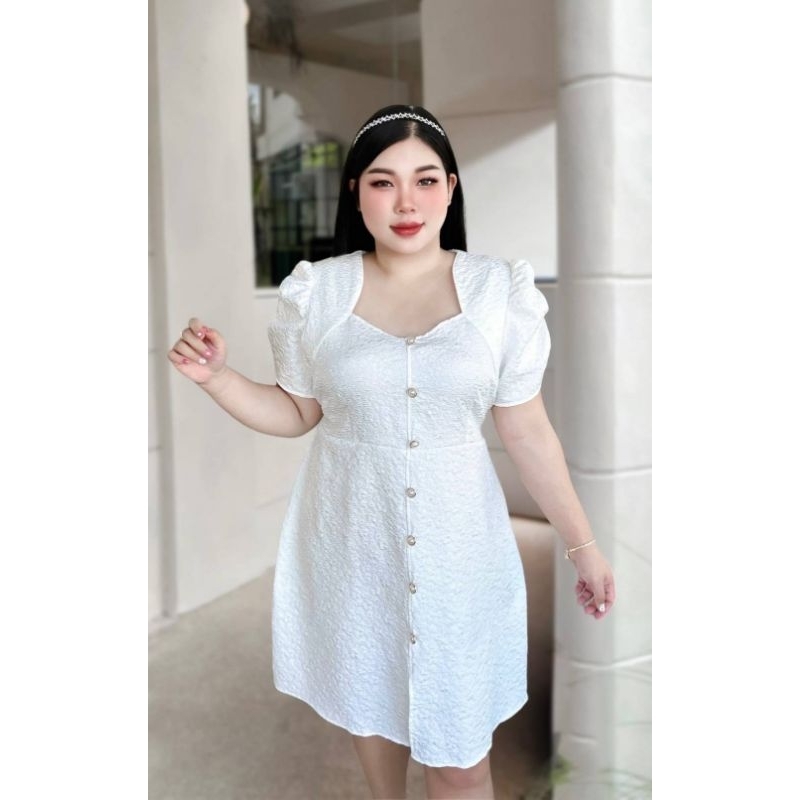 BN309.ชุดเดรสออกงานสาวอวบรุ่นคอหัวใจ ผ้าluxuryงานสวยงานปัง - รูปที่ 5