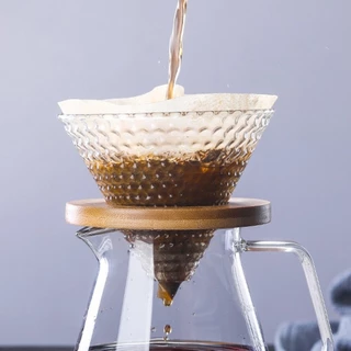 Alechaung กรวยดริปกาแฟ ดริปเปอร์ ชุดดริปกาแฟ Glass Coffee Dripper พร้อมกระดาษกรอง 1-2 100แผ่น
