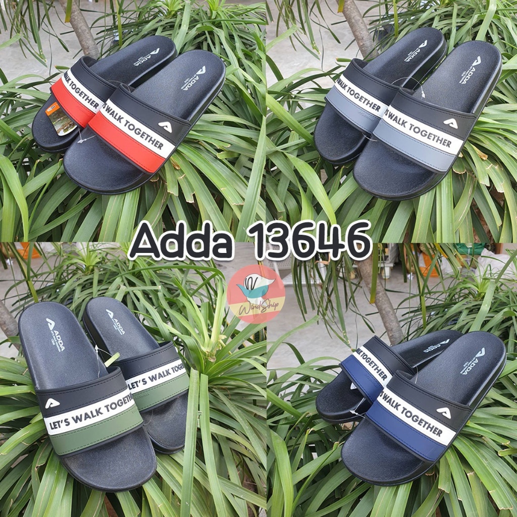 รองเท้าแตะ Adda 13646 พื้นยางคาดสี Let's walk together รองเท้าแอ้ดด้า
