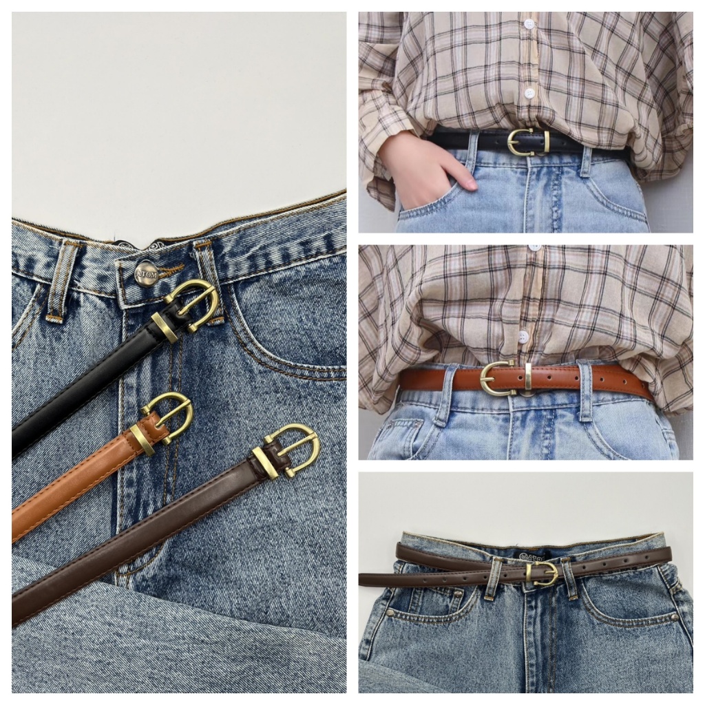 พร้อมส่ง!! เข็มขัดสไตล์เรียบง่าย สไตล์เกาหลี แฟชั่นสำหรับผู้หญิงและผู้ชาย เข็มขัดหนังPU（ P16 ）