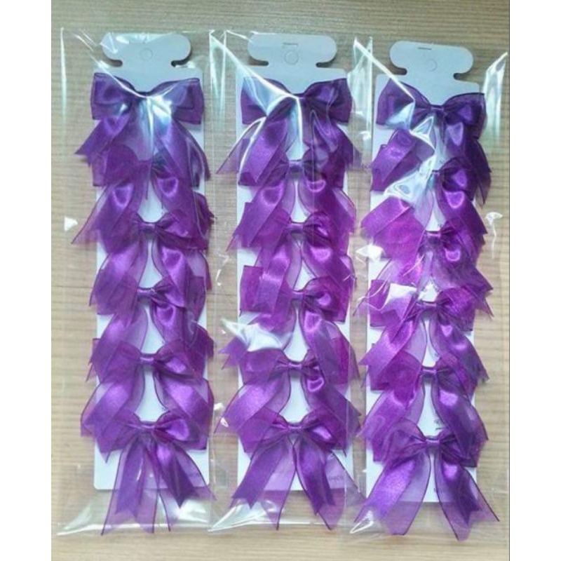 โบว์กิ๊ปสีม่วง 2ชั้นขนาด1" จำนวน 1แพ็ค
