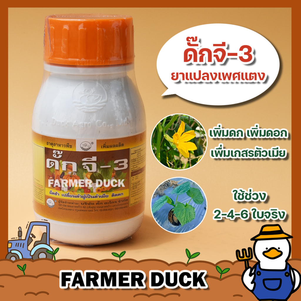 จี3 ดั๊กจี3 ยาแปลงเพศ จี-3 ฮอร์โมน แปลงเพศแตง จากตัวผู้เป็นตัวเมีย เพิ่มดอกตัวเมีย เพิ่มดก แตงกวา แตงร้าน บรรจุ250/500cc