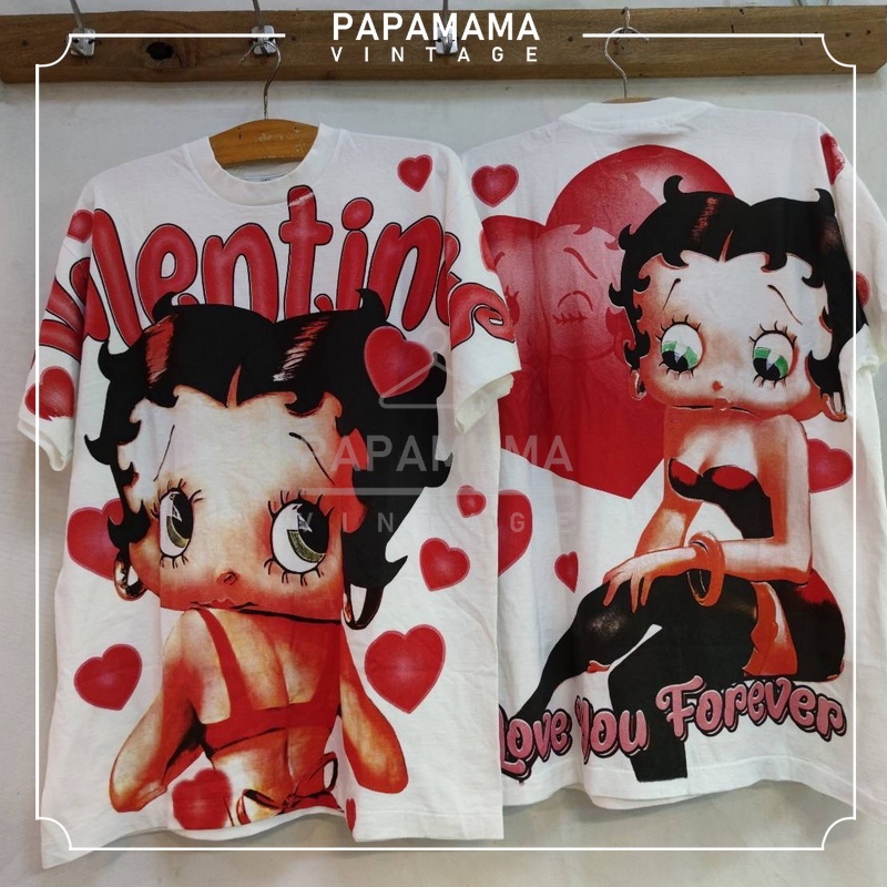 [ BETTY BOOP ] Original Bootleg แท้ OVP AOP all over print เสื้อการ์ตูน น่ารัก วินเทจ papamama vintage shirt