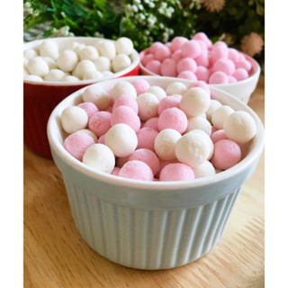 เม็ดบัวลอยแป้งข้าวเหนียว ชมพูขาว-ทูโทน Home made100% ต้นตำรั…