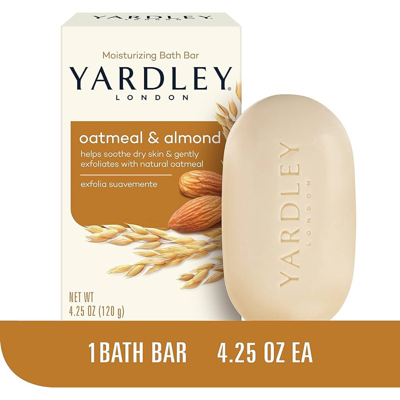 Yardley soap oatmeal & almond 2 bars สบู่นำเข้า สูตรโอตมีลและอัลมอนด์