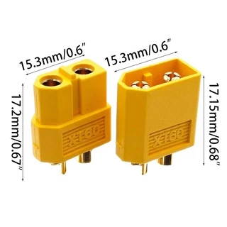 ปลั๊กต่อไฟ , ขั้วต่อไฟ DC XT60 Connector ทนกระแสไฟสูง 60 A วัสดุฉนวน PA66 สำหรับงานแบตเตอรี่ หรือ DIY