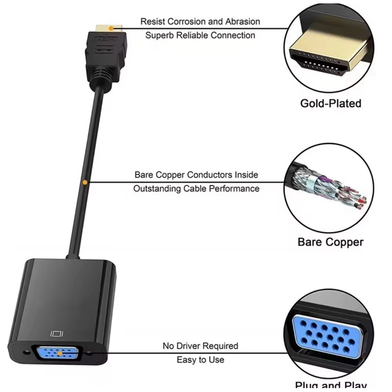 สายแปลง เอชดีเอ็มไอ HD Conversion Cable Adapter HD TO VGA+Audio