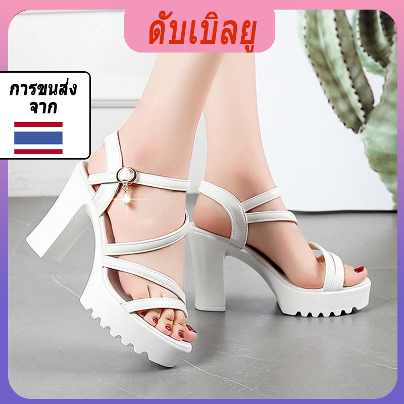 รองเท้าแตะลําลอง เปิดนิ้วเท้า 10cm หนัง PU สวมใส่สบาย แฟชั่นทันสมัย สําหรับสตรี