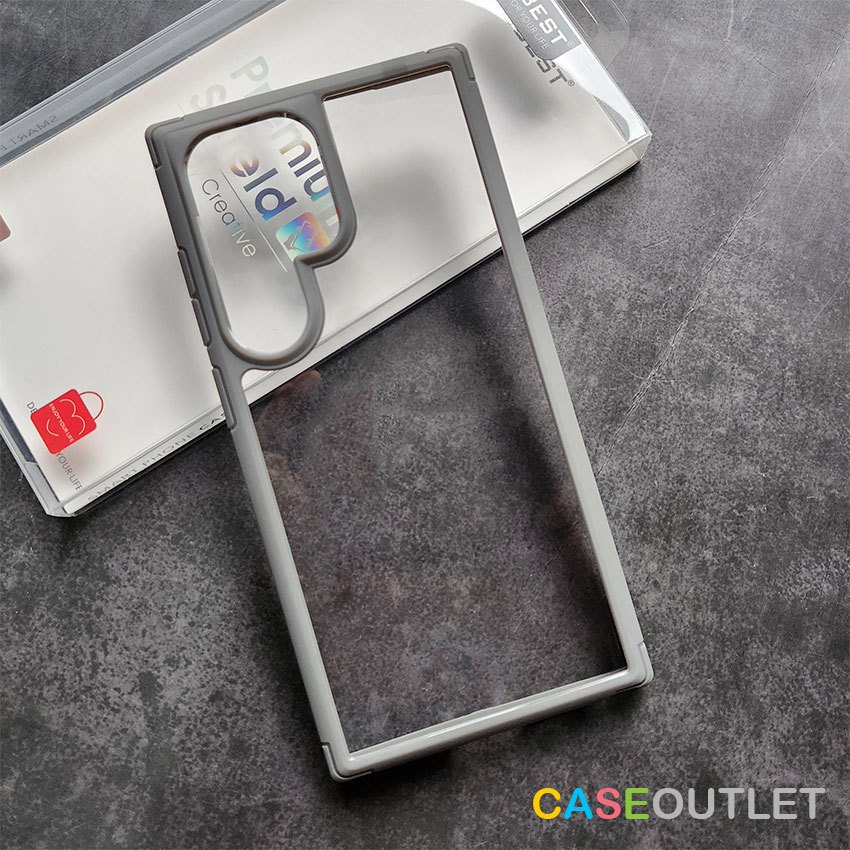 เคส Samsung S24 ultra เคสใส หลังแข็ง ขอบสี HYBRID เทา ไทเทเนียม mobest ของแท้ กันกระแทก งานกล่อง แพ็