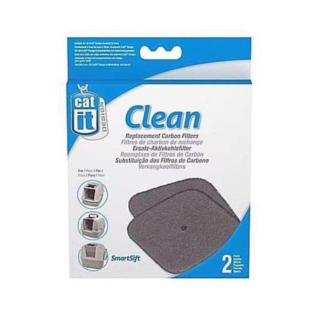 Catit Clean Replacement Carbon Filters 2 pack for Smartsift แผ่นคาร์บอนซับกลิ่น 1 กล่อง บรรจุ2ชิ้น