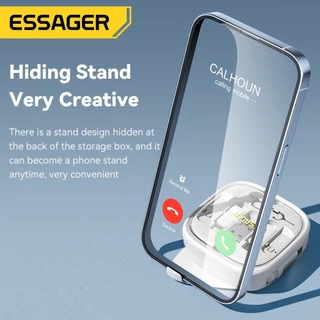 Essager เครื่องแปลงอเนกประสงค์สายเคเบิลข้อมูลสายชาร์จกล่องเก็บของพกพาสายชาร์จ60วัตต์ชนิดไมโคร C