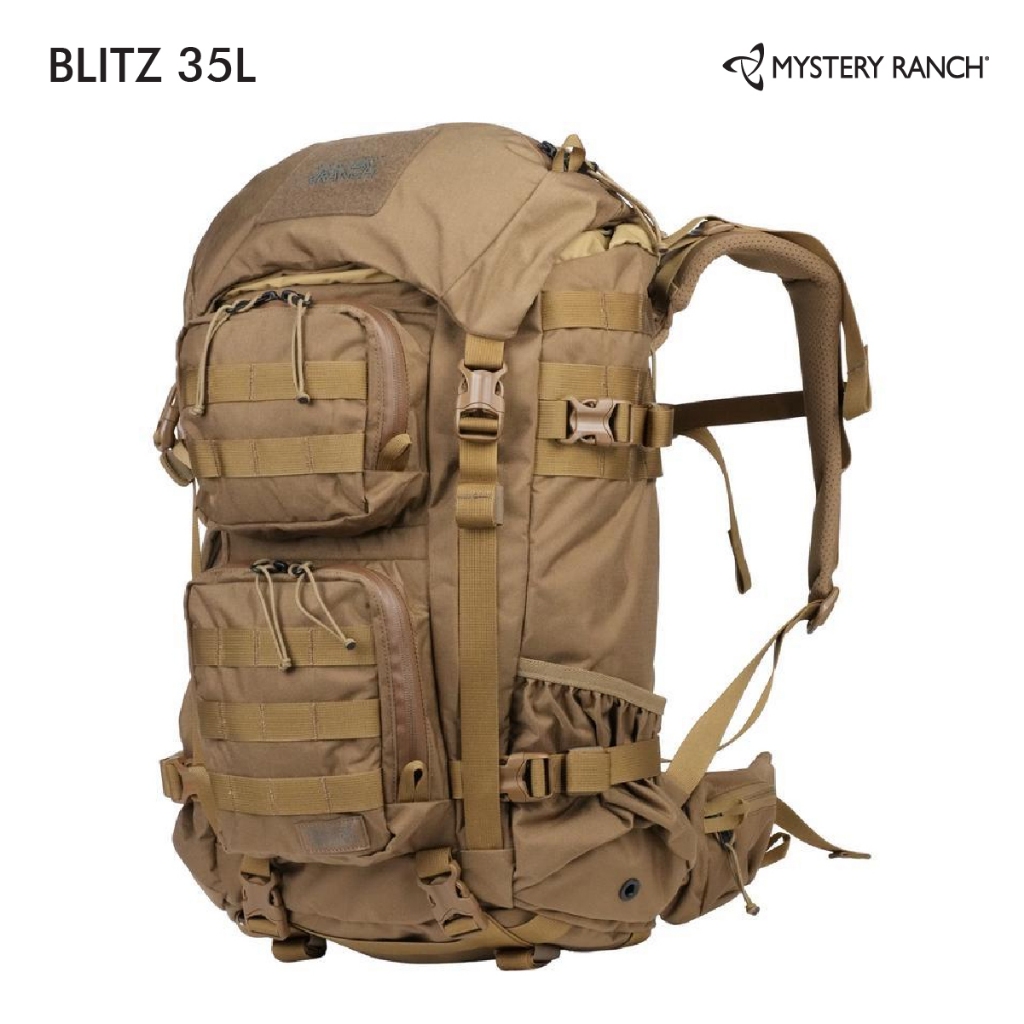 Mystery Ranch Blitz 35 เป้สนามสไตล์แทคติคอล ใส่แล็ปท็อป 15 นิ้ว ฝาเปิดแถบคาดเอวถอดออกได้มีช่องซิปใส่ของ ใช้ประจำวันได้