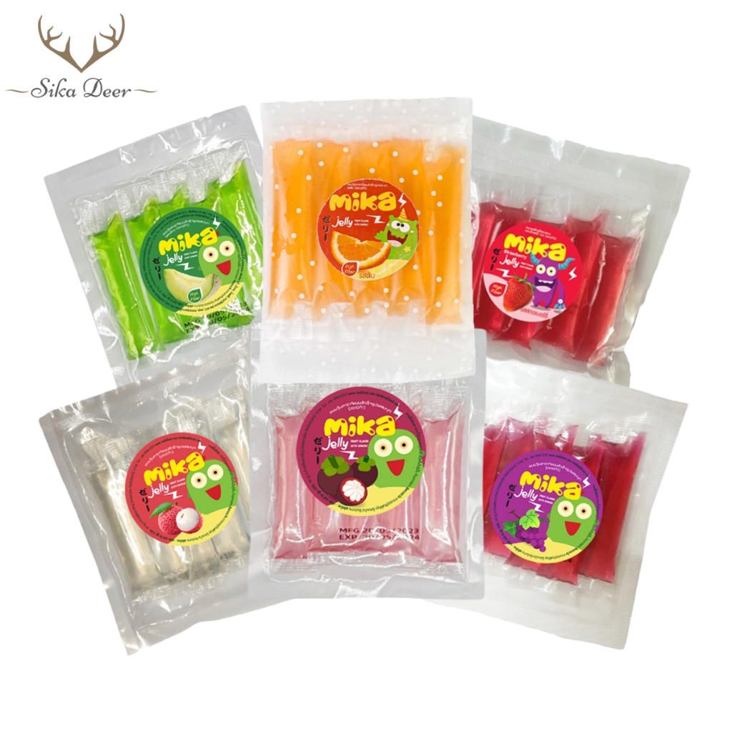 MIKA เจลลี่บุกผลไม้ ขนาด 75g (1ถุงมี 5ซอง) Konjac jelly flavor เจลลี่สติ๊ก ผสมบุก อร่อย หวานน้อย