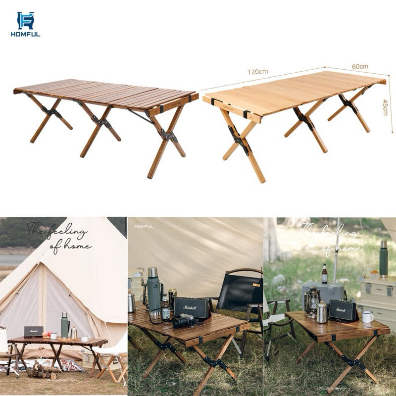 Homful โต๊ะไม้Ash Wood มี 2สี 2ขนาด งานเนี๊ยบไม่มีที่ติ มีความแข็งแรงสูง โต๊ะแคมป์ปิ้งไม้ม้วน