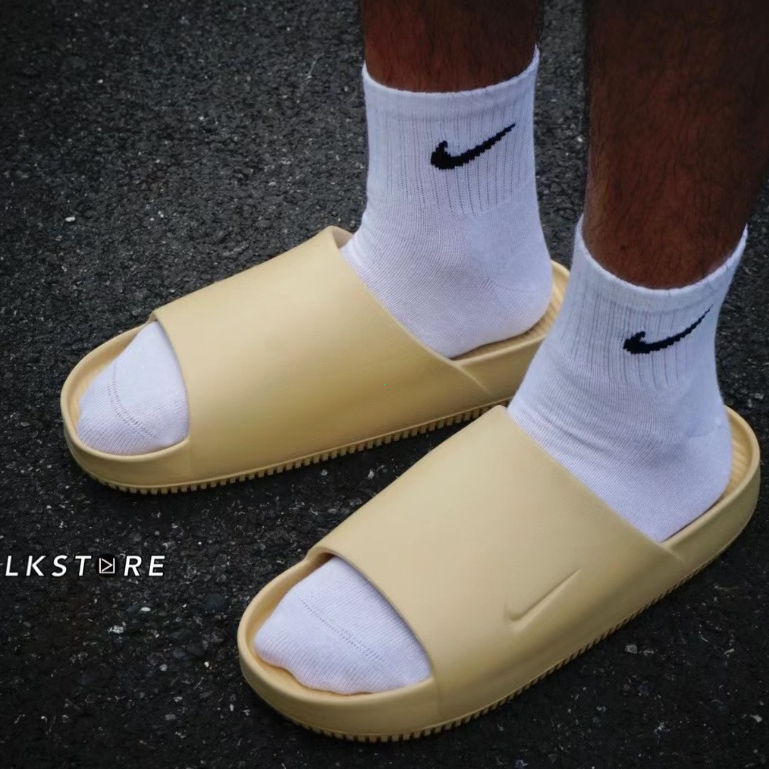 Nike_Calm Slide รองเท้าแตะแพลตฟอร์มลำลองผู้ชายส้นเตี้ยพิมพ์ลาย ของแท้ 100% สำหรับกีฬาในร่ม