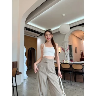 WT22 รุ่น Maily Pants 42นิ้ว สูง175 ใส่แล้วไม่ลอย กางเกงทรงกระบอก ใหญ่ กางเกงเอวสูง ผู้หญิง เก็บพุง พรางหุ่น กางเกงทำงาน