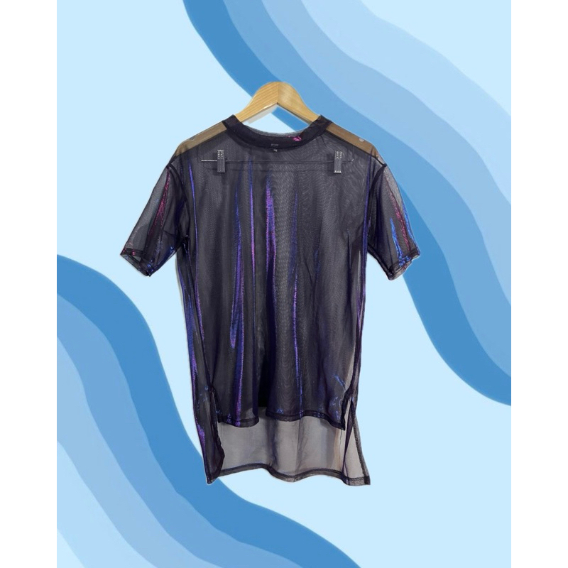Matchbox see-through glitter T-shirt แมทช์บ็อกซ์ เสื้อคอกลมผู้หญิง เสื้อซีทรู สำหรับสวมทับเสื้อสายเดี่ยวหรือบรา ของแท้