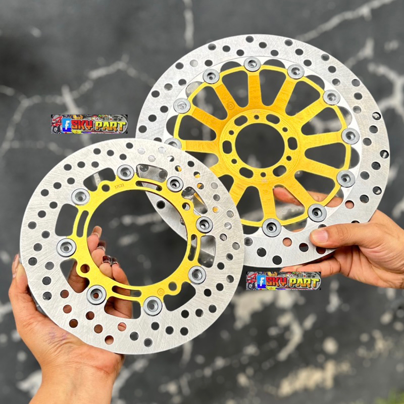 จานดิสหน้าKR/เคอาทานตะวัน290MM. จานหลังKR/เคอา220MM. ขนาดเท่าเดิมหน้าดุมเดิม6รูตรงรุ่น-หลังดุมเดิม4รูตรงรุ่น #จานเคอา#KR