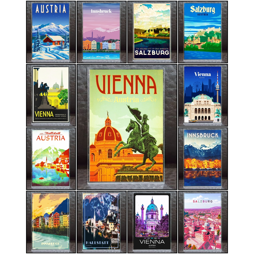 New แม่เหล็กติดตู้เย็น อะครีลิค ออสเตรีย 2×3 นิ้ว ของฝาก ของที่ระลึก Souvenir Acrylic Fridge Magnet Austria Set 1 2x3"