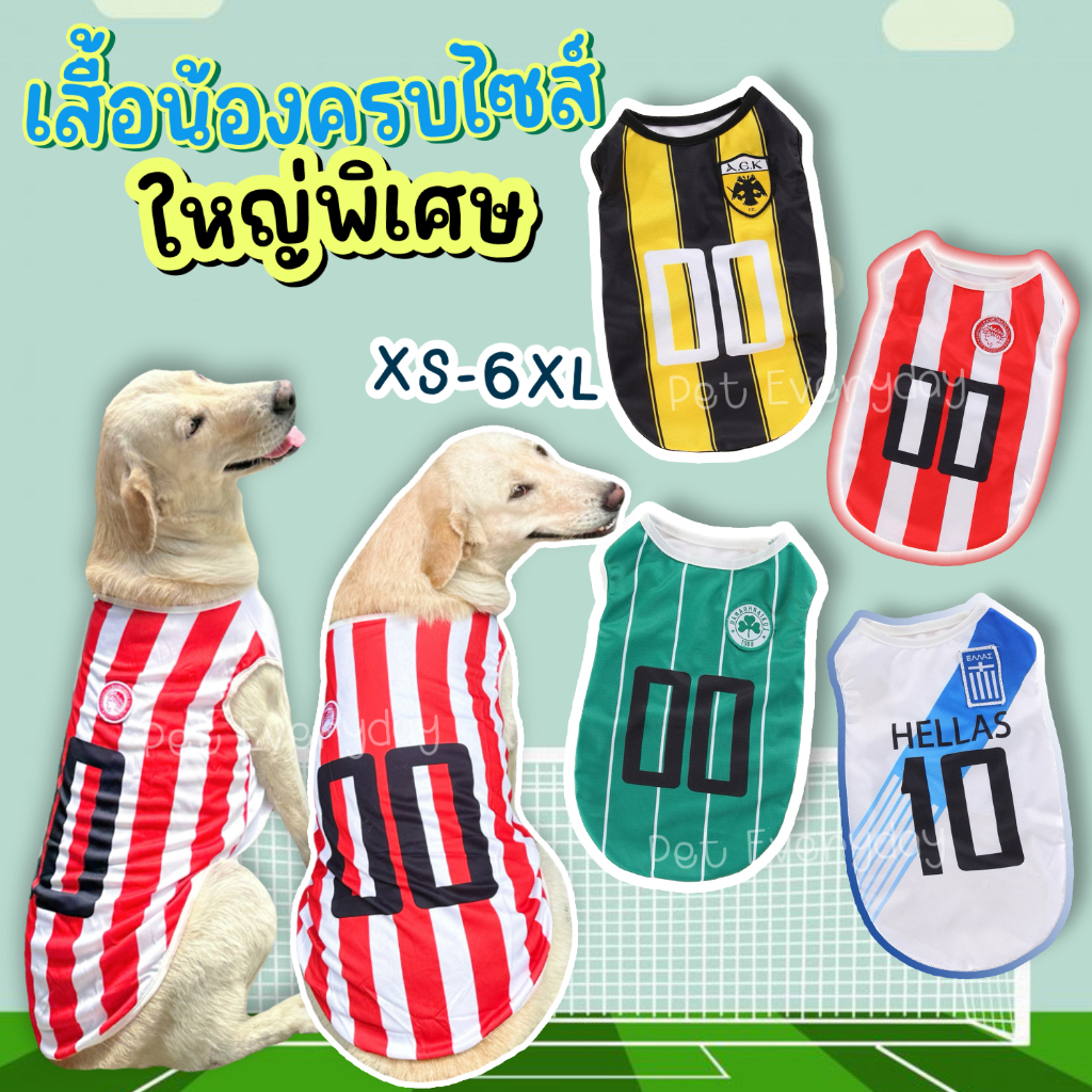 ชุดสุนัขพันธุ์ใหญ่ โกลเด้นท์ ลาบราดอร์ พันธุ์ไทย เสื้อสัตว์เลี้ยง ทีมฟุตบอล