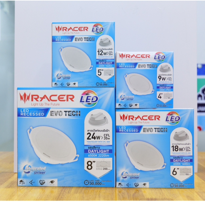 RACER ดาวน์ไลท์ EVO TECH 9W/12W/18W/24W แสงขาว/แสงเหลือง *สินค้าพร้อมส่ง*