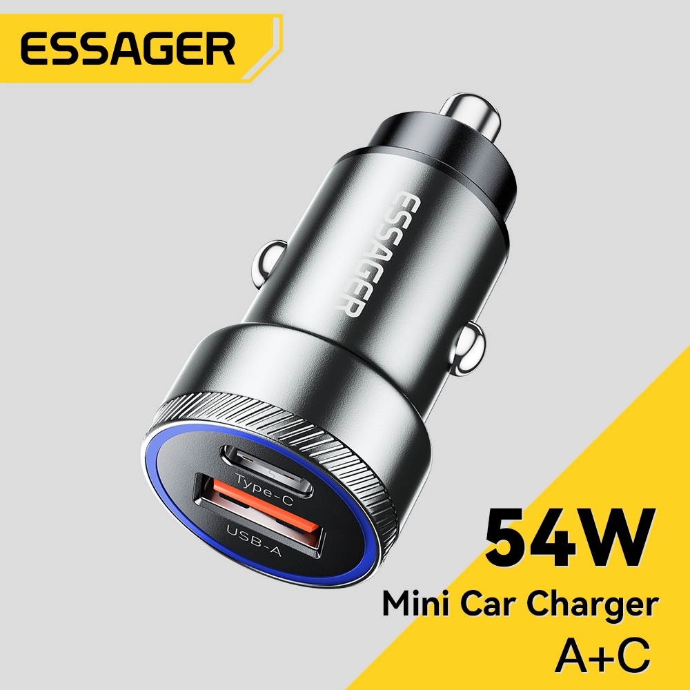 Essager ที่ชาร์จในรถยนต์ 54W 12-24V LED Usb Type C PD QC 3.0 Fsat สําหรับ samsung oppo IP Phone
