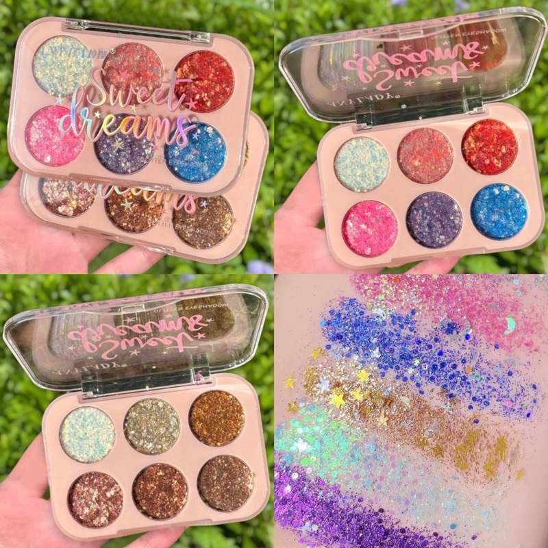 พาเลทอายแชโดว์ ทาตาเนื้อ​กลิตเตอร์ Anylady Sweet Dreams Glitter​ NO.8256 ทาตาวิ้งค์ๆ​ ทาตาชิม​เมอ​ร์​