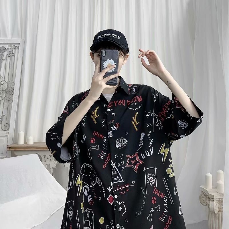 aililai1688 เสื้อเชิ้ตทรงหลวมฤดูร้อน วินเทจแขนสั้นสบายตัวมาก พิมพิ์ลายดอกไม้ สำหรับผู้ชายแขนสั้น ราคา ถูกที่สุด ดีลบีเคเค แกลเลอรีภาพที่ 6