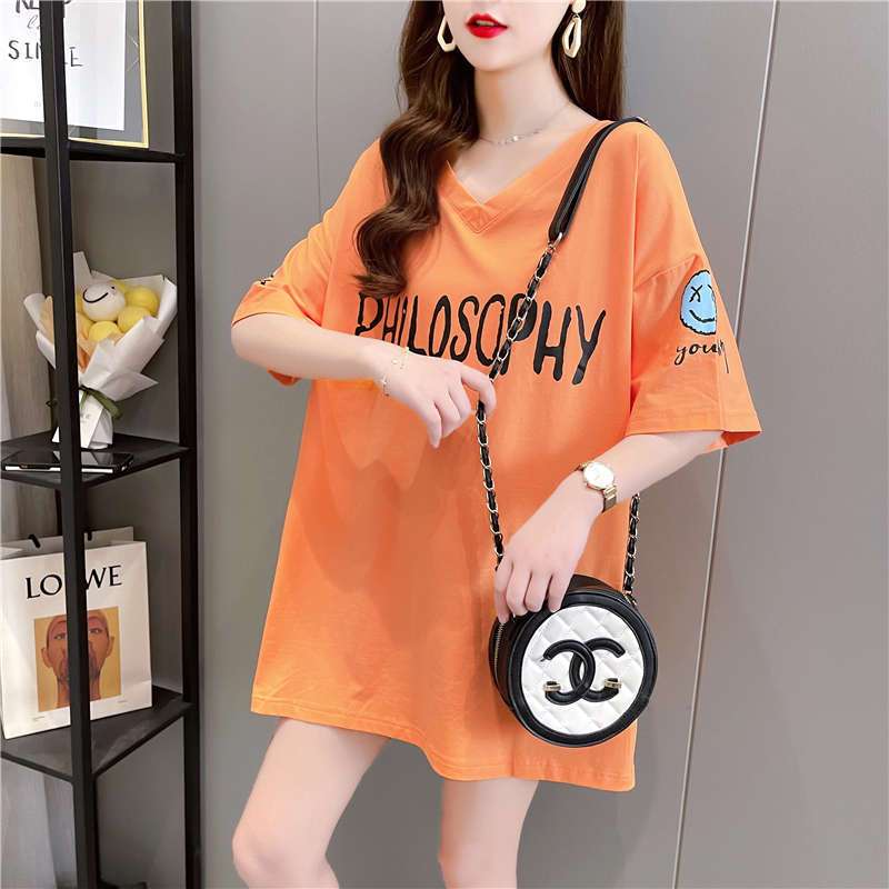 เสื้อแขนสั้นคอวี Oversize {อก 50-64 นิ้ว} ไคว่หลัง สกรีนลายน่ารักๆ ผ้าคอตตอล สินค้าพร้อมส่ง A31