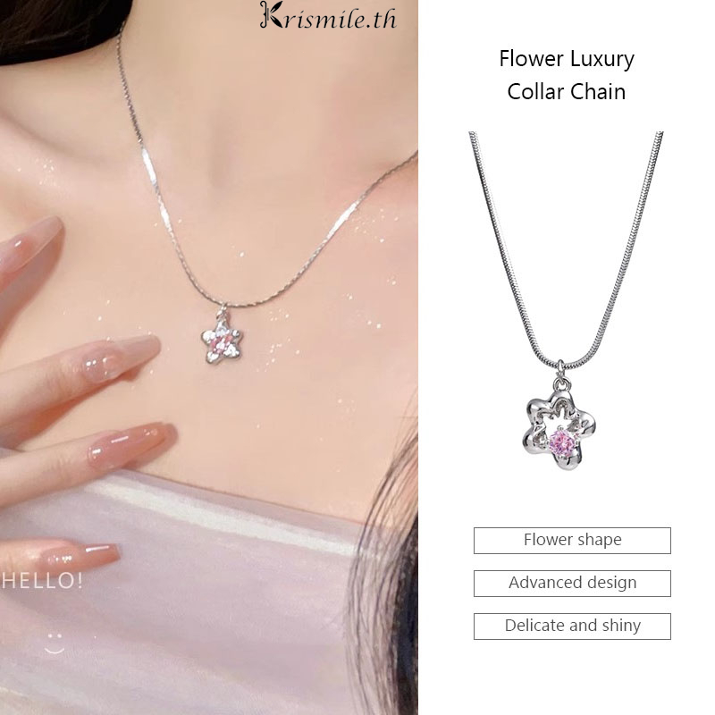 COD-ในไทย สร้อยคอ จี้รูปดาวห้าแฉก ฝังหินมูนไลท์สีชมพู น่ารักหวาน insสไตล์เกาหลีเรียบง่าย สำหรับผู้หญิงเหมาะกับของขวัญ-Kr