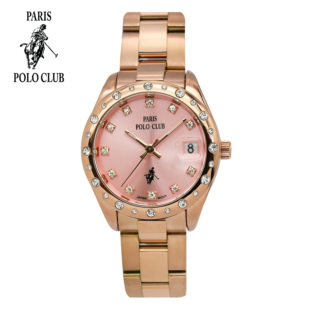 Paris Polo Club รุ่น PPC-230714-RG-PK สีโรสโกล ของแท้รับประกันเครื่อง 1 ปี นาฬิกาข้อมือผู้หญิง ของขวัญ