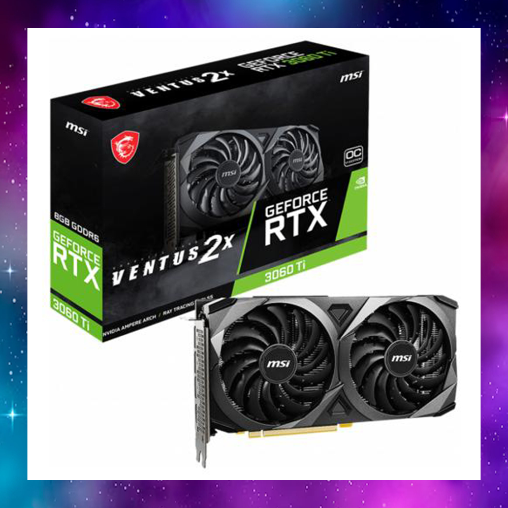 VGA (การ์ดแสดงผล) MSI GEFORCE RTX3060Ti 3060Ti 3060 TI VENTUS 2X 8G OCV1 LHR - 8GB GDDR6 ใช้งานปกติ