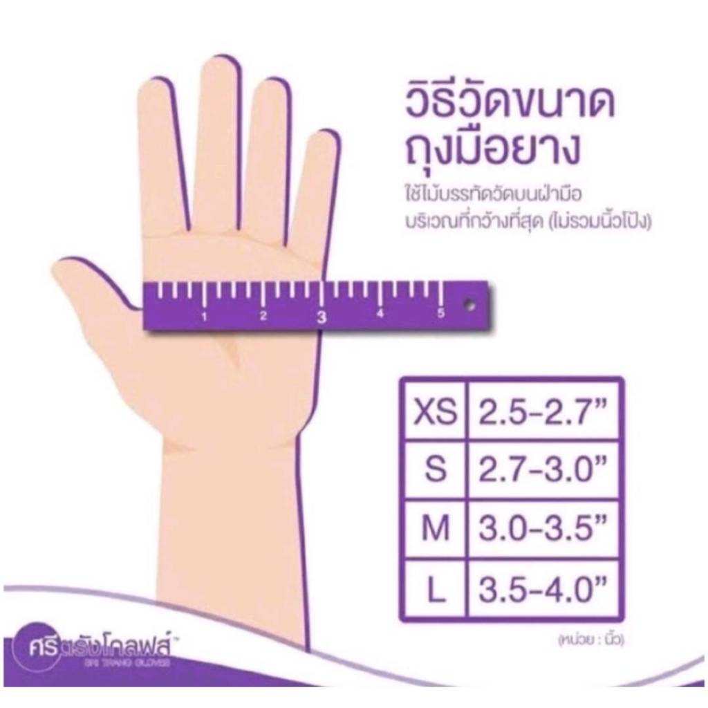 ถุงมือไนไตร สีฟ้า ศรีตรังโกลฟส์ แบบไม่มีแป้ง  หนา 4.8 มิล SIZE S M L รูปที่ 2