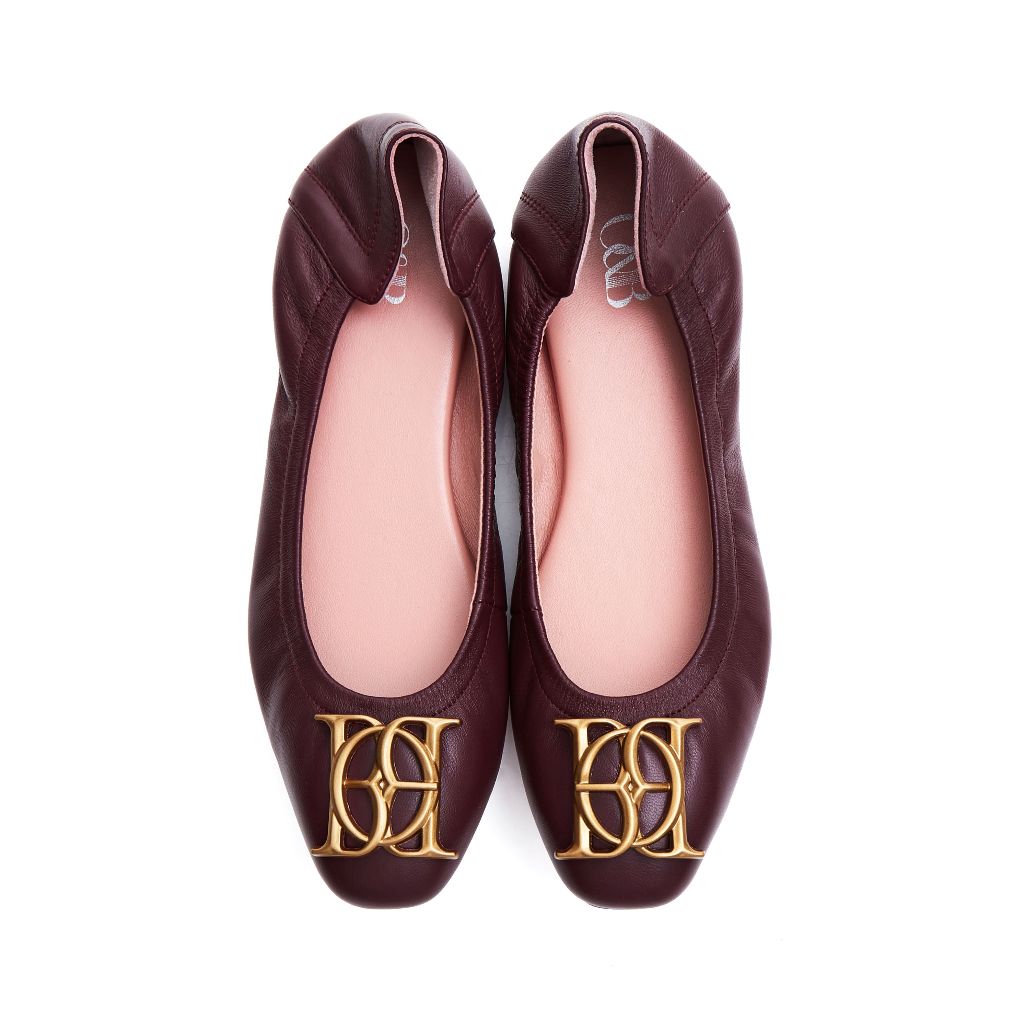 O&B รองเท้าหนังแกะ รุ่น AUDREY CREST IN RED WINE-11087CS32038F_S4REXX