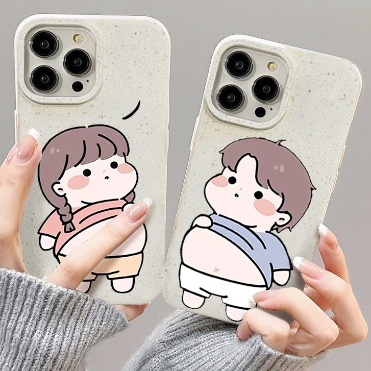สำหรับ iPhone 11 14 15 12 13 Pro Max X XR XS MAX 6 7 8 14 15 Plus คู่รักซีรีส์ ใหญ่เบลลี่เด็กชายผู้หญิง กรณีซิลิโคนนุ่ม