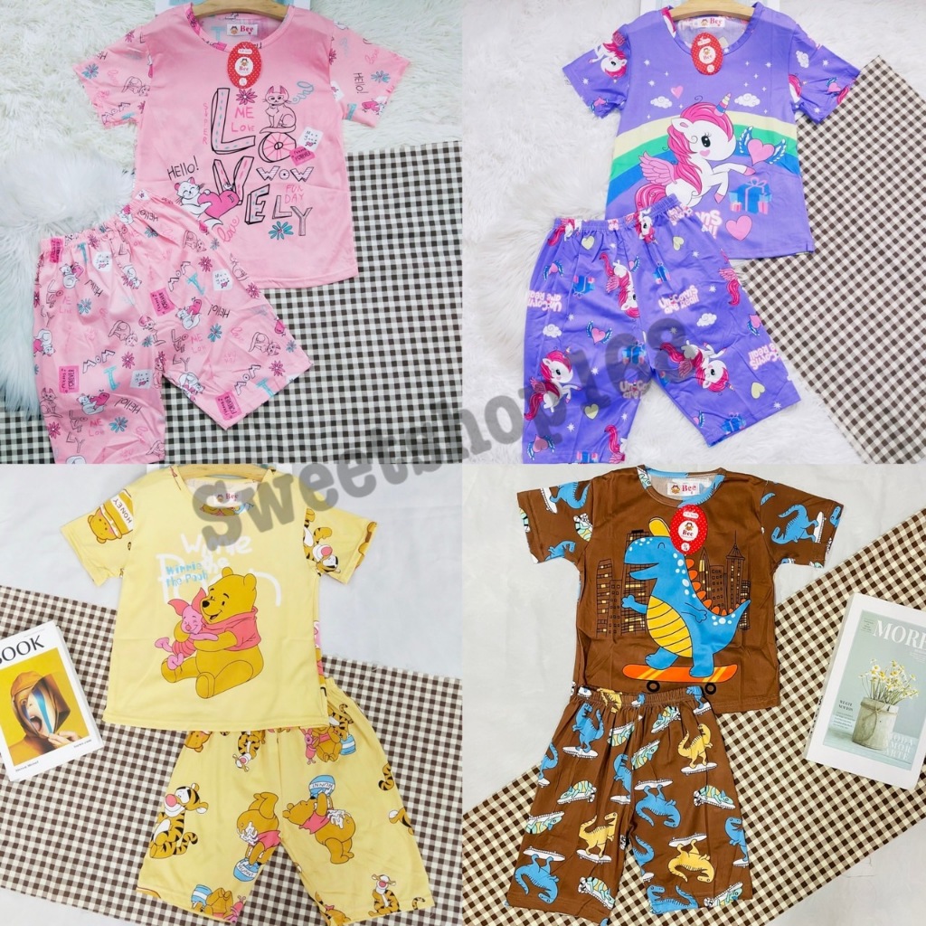 4ss#ชุดนอนเด็ก4-11ขวบ.แขนสั้นขาสั้น