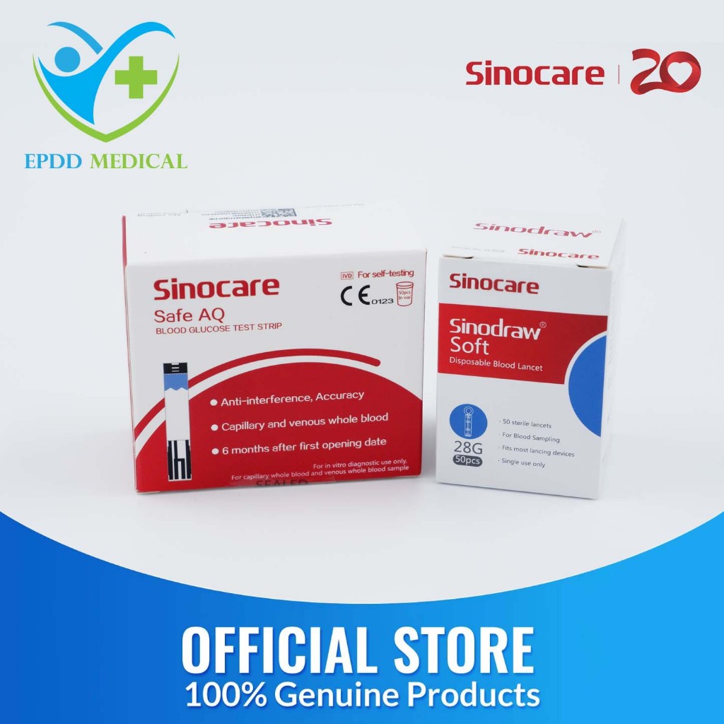 แผ่นตรวจ Sinocare Safe AQ เครื่องวัดน้ำตาลในเลือด ตรวจเบาหวาน ส่วนลดพิเศษ 50 %