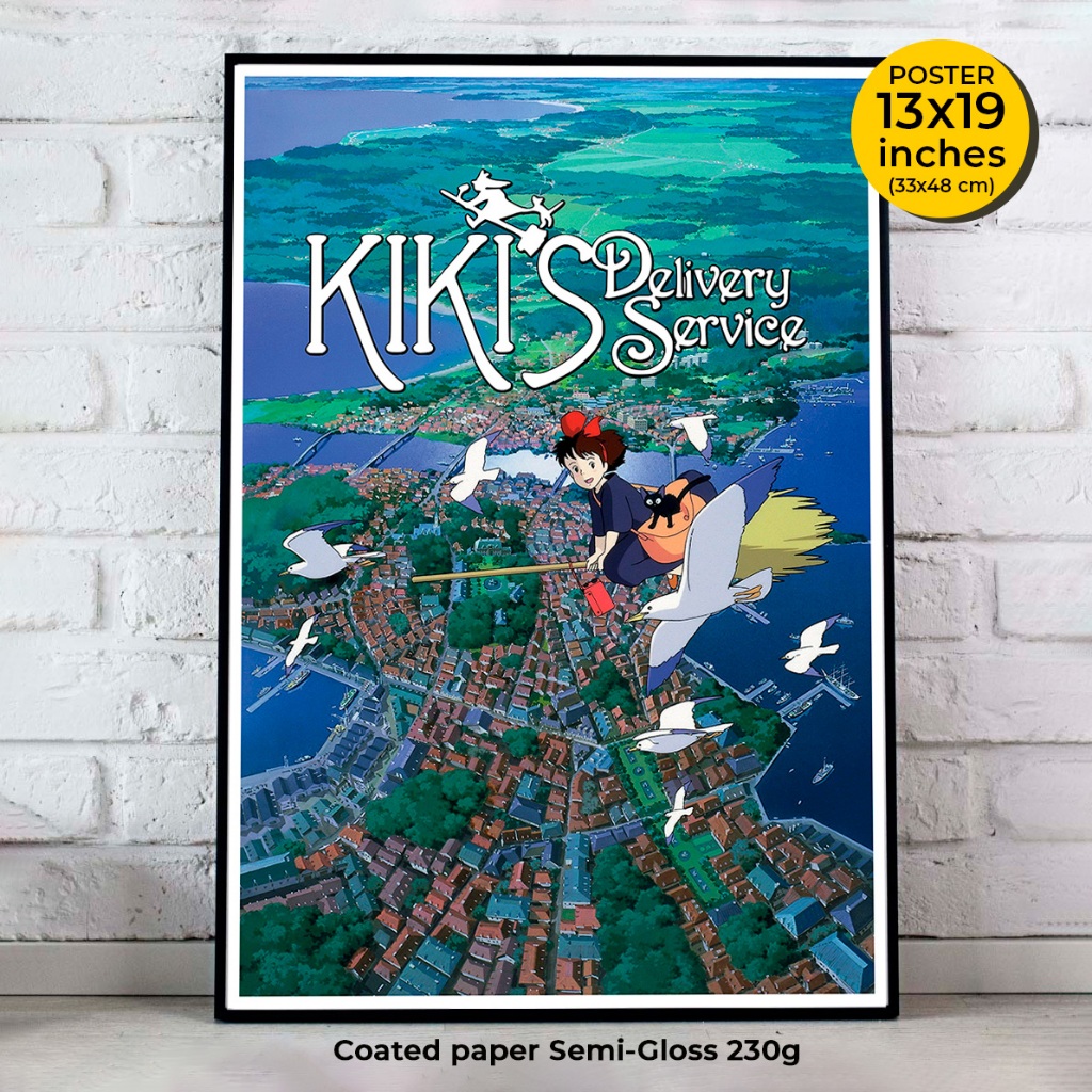 Kiki's Delivery Service Poster (1989) 魔女の宅急便  by Hayao Miyazaki โปสเตอร์แม่มดน้อยกิกิ ภาพขนาด 33X48 cm