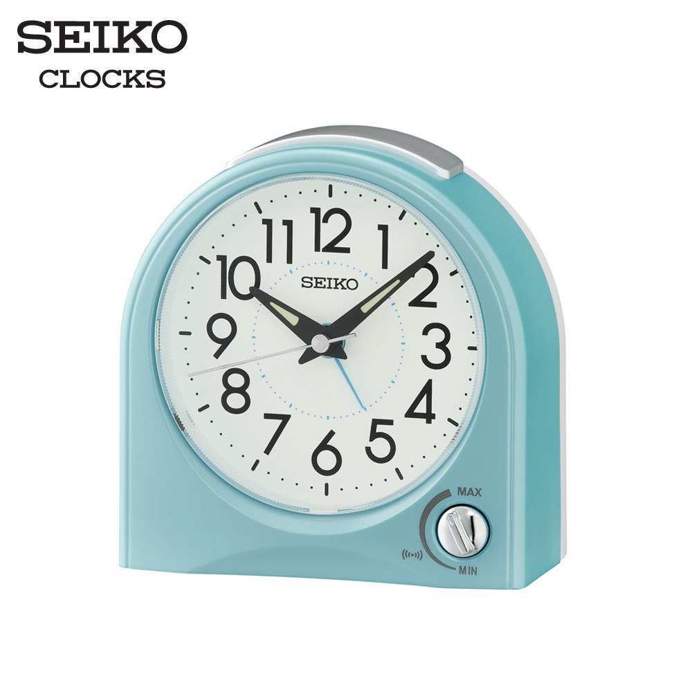 SEIKO CLOCKS นาฬิกาปลุก รุ่น QHE204L ขนาด 4.5 นิ้ว เดินเรียบ สีฟ้า