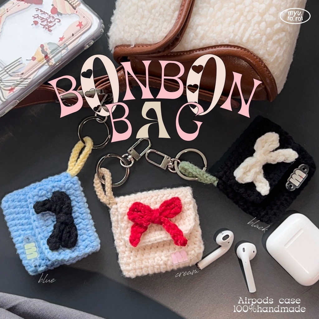กระเป๋าใส่หูฟัง myutarot รุ่น Bon Bon กระเป๋าใส่AirPods กระเป๋าห้อยใบเล็กน่ารัก แถมตัวห้อย