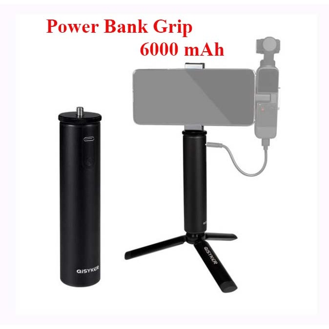6000mAh Power Bank Hand Grip Charging Handle Tripod Rechargeable for Action 3
