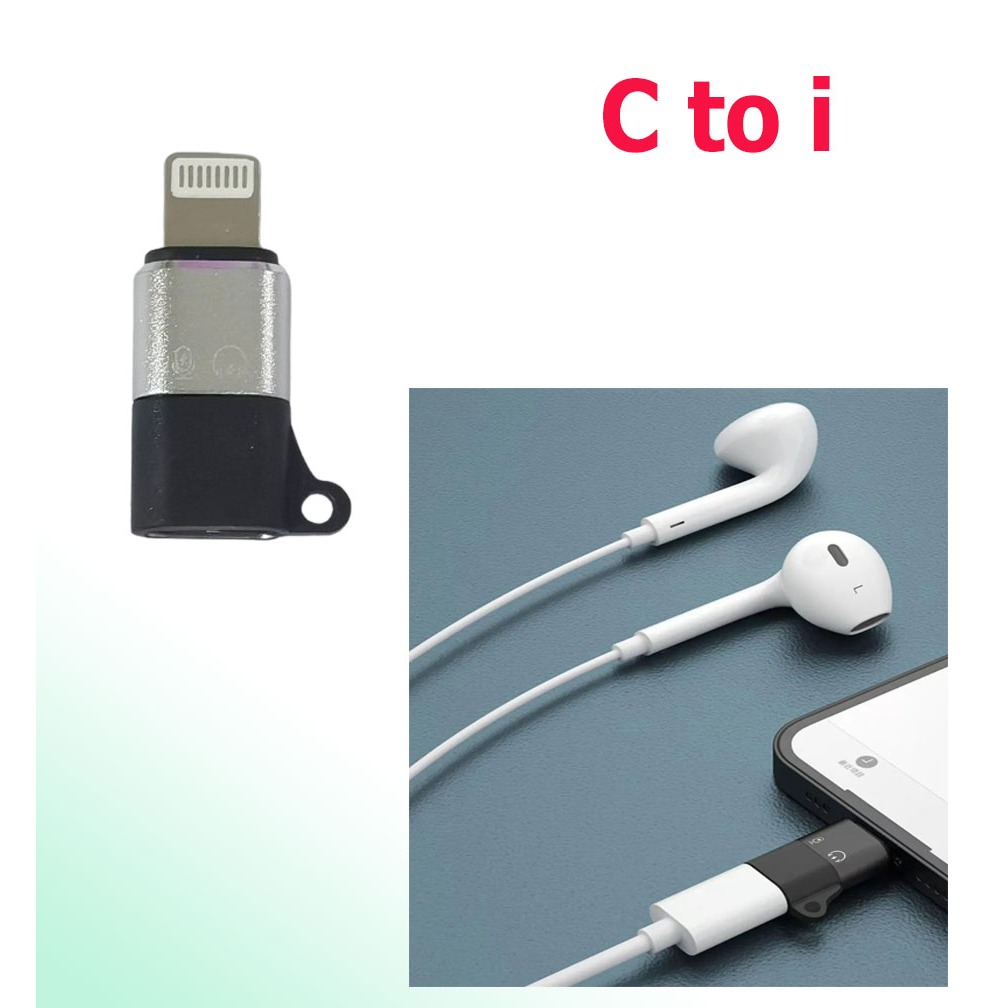 ที่แปลงสายชาร์จ type c to i สำหรับแปลงสายชาร์จ และอุปกรณ์ที่เป็นUSB c เช่น หูฟัง และไมค์