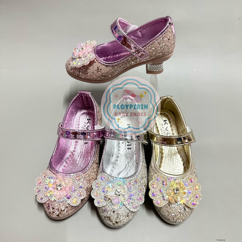 สินค้าพร้อมส่ง รองเท้าส้นสูงเด็กผู้หญิง น่ารักฟรุ้งฟริ้ง เบอร์26-36 #ส้นสูงคช.01
