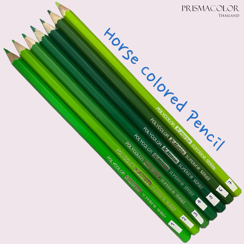 ดินสอสีไม้ ตราม้า (Horse) Superior Series (จำหน่ายแบบแยกแท่ง) กลุ่มสีเขียว