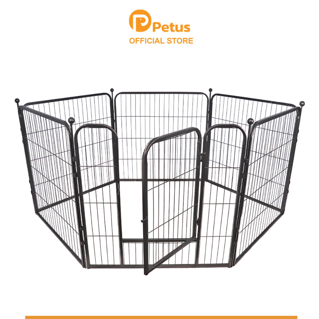 Petus คอกสัตว์เลี้ยง ขนาด 80x80 ซม. ซี่กรงห่าง 4 ซม. ที่กั้นสุนัข คอกใหญ่ สามารถพับเก็บได้ Dog Fence