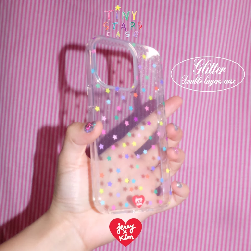 Tiny stars glitter double layers case⭐️ (เคสกลิตเตอร์หนาหลังแข็ง พิมพ์ด้านใน) Jerryxkimdotstick อ่านด้านล่างก่อนสั่งซื้อ