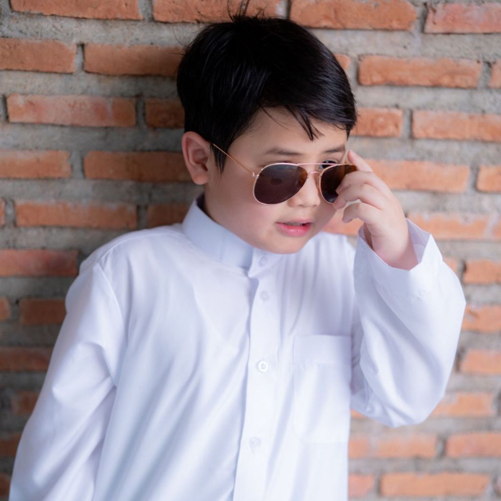 ชุดโต๊ปเด็กชายสีขาว แบรนด์ดัฟฟะห์(Daffah) เนื้อนิ่มเย็นสบายชุดอิสลามเด็กชาย BY60  รุสมีนีมุสลิม