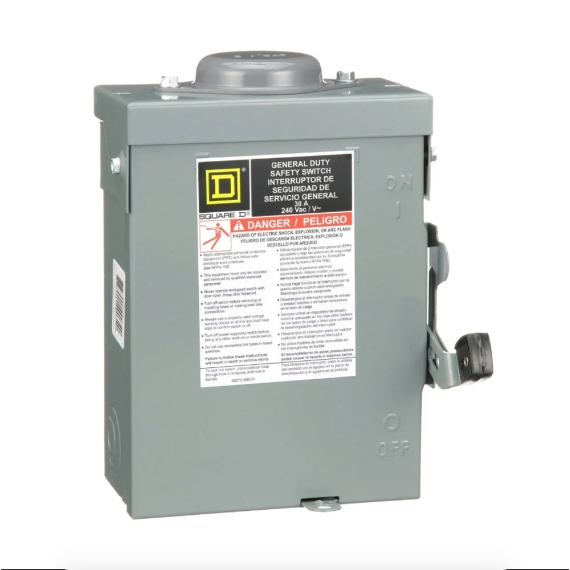 Schneider เซฟตี้สวิทช์ DU221RB 2P 30A 240V กันน้ำ ภายนอก แบบไม่ใช้ฟิวส์ ไม่มีฟิวส์ Safety Switch 1 เ